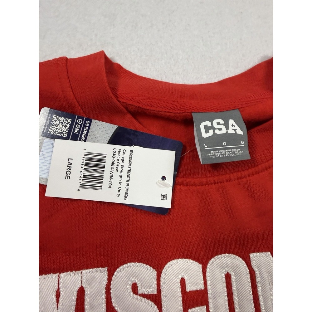 Wisconsin Badgers Red Embroidered Crewneck Sweatshirt Large NWT Red & White - Picture 4 of 7